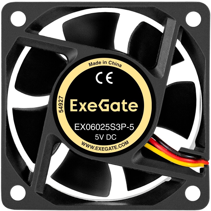 Вентилятор для корпуса ExeGate EX06015S3P-24 черный, 60 мм, 4800 об/мин, 34.1 дБ, 3 pin