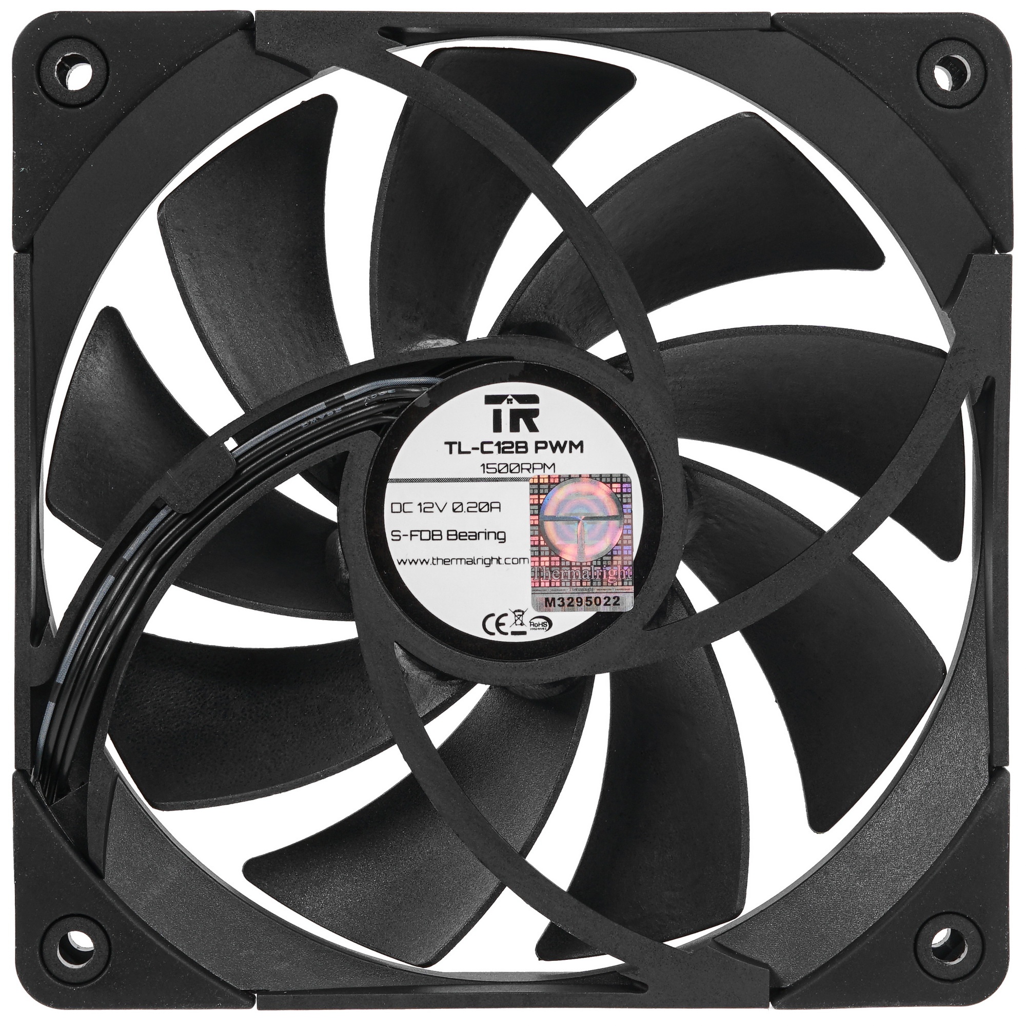 Вентилятор для корпуса Thermalright TL-C12-B черный, 120 мм, 1500 об/мин, 25.6 дБ, 4 pin