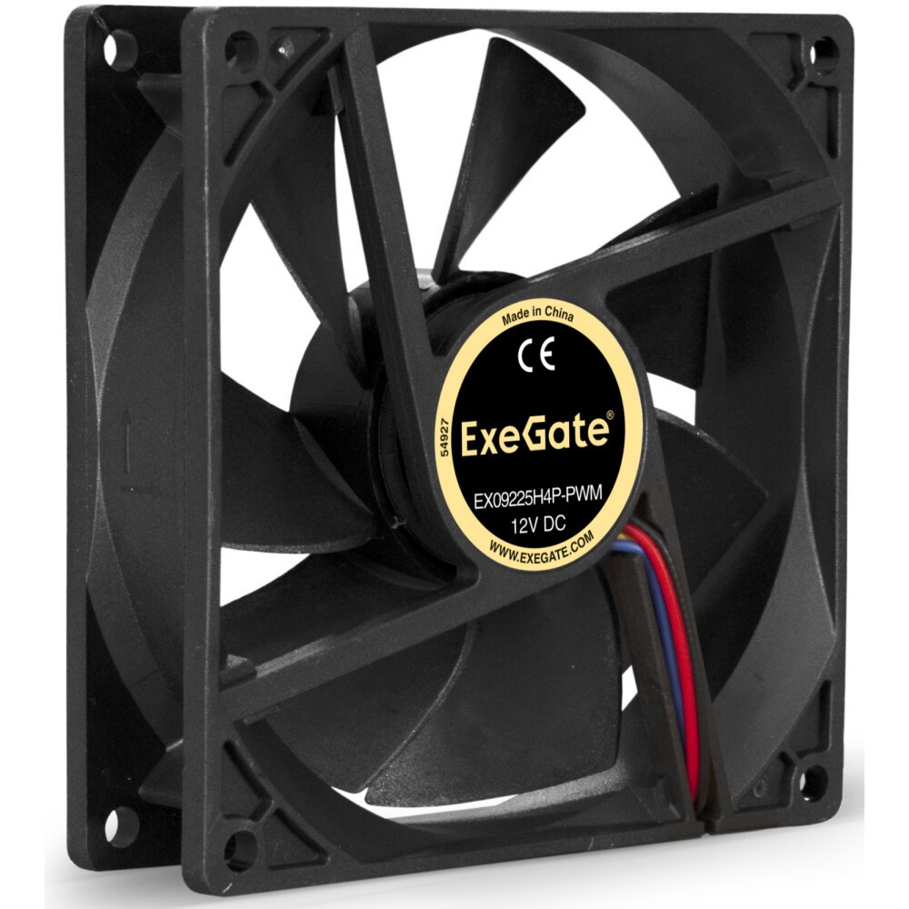 Вентилятор для корпуса ExeGate EX09225S4P-PWM черный, 92 мм, 2000 об/мин, 26 дБ, 4 pin