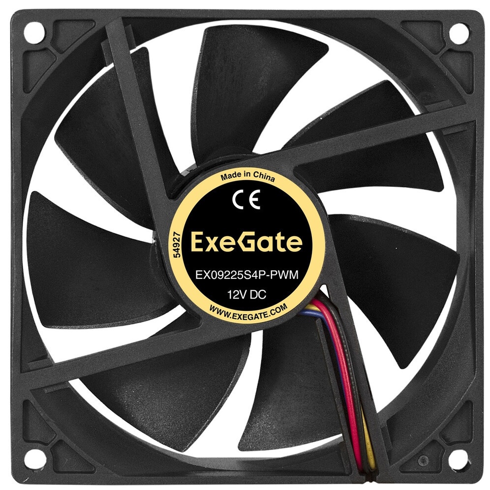 Вентилятор для корпуса ExeGate EX09225S4P-PWM черный, 92 мм, 2000 об/мин, 26 дБ, 4 pin