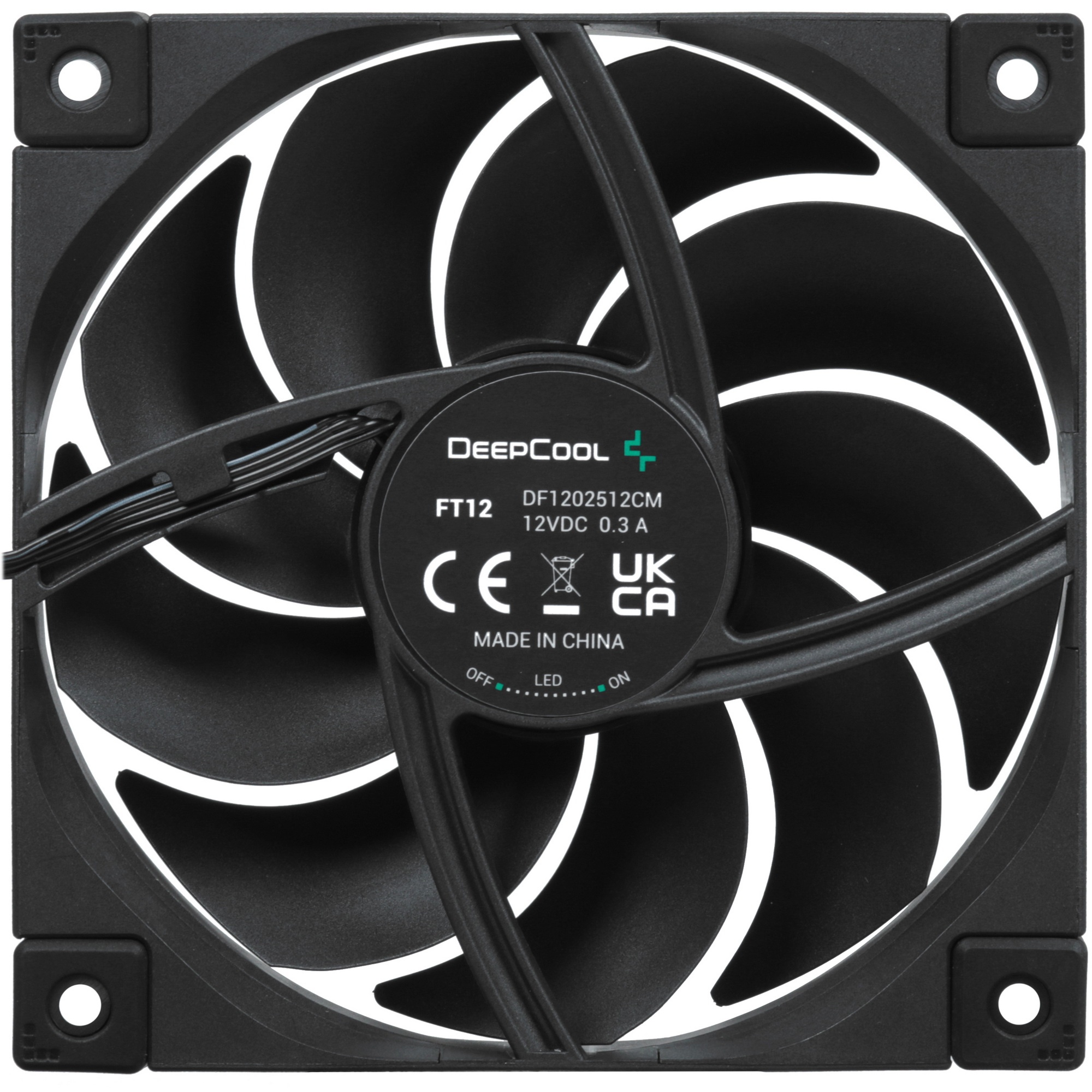 Вентилятор для корпуса DEEPCOOL FT12 черный, 120 мм, 2150 об/мин, 32 дБ, 4 pin