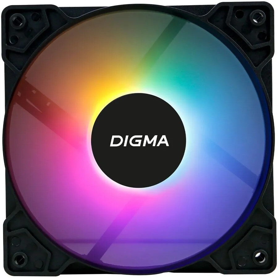 Вентилятор для корпуса Digma DFAN-FRGB2 черный, 120 мм, 1200 об/мин, 23 дБ, 4 pin