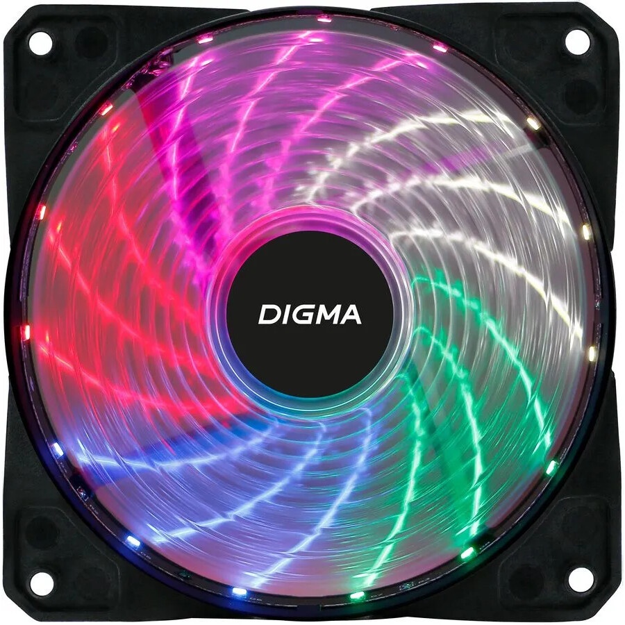 Вентилятор для корпуса Digma DFAN-FRGB2 черный, 120 мм, 1200 об/мин, 23 дБ, 4 pin