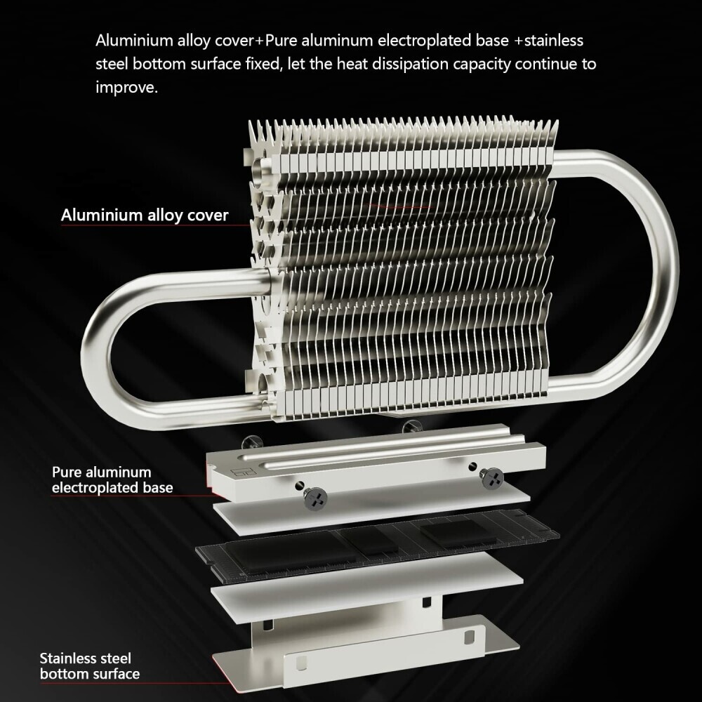 Радиатор для M.2 SSD Thermalright 2280, 75x23х12 мм, серый (002189)