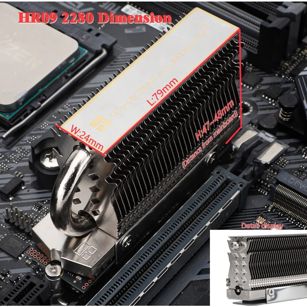 Радиатор для M.2 SSD Thermalright 2280, 75x23х12 мм, серый (002189)