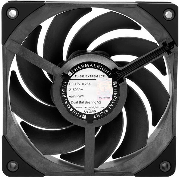 Вентилятор для корпуса Thermalright TL-D12B черный, 120 мм, 1500 об/мин, 25.2 дБ, 4 pin
