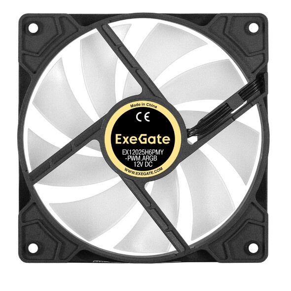 Вентилятор для корпуса ExeGate EX12025H6PSR-PWM.ARGB черный, 120 мм, 1200 об/мин, 33 дБ, 6 pin