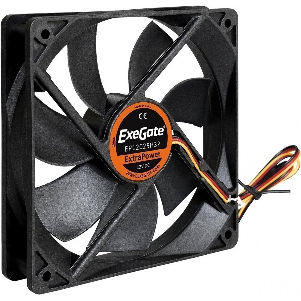 Вентилятор для корпуса ExeGate ExtraSilent ES12025S3P черный, 120 мм, 1300 об/мин, 22 дБ, 3 pin