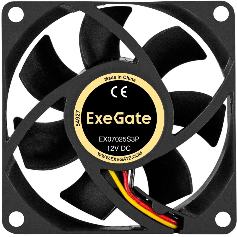 Вентилятор для корпуса ExeGate EX07015H3PM черный, 70 мм, 3000 об/мин, 26 дБ, 3 pin