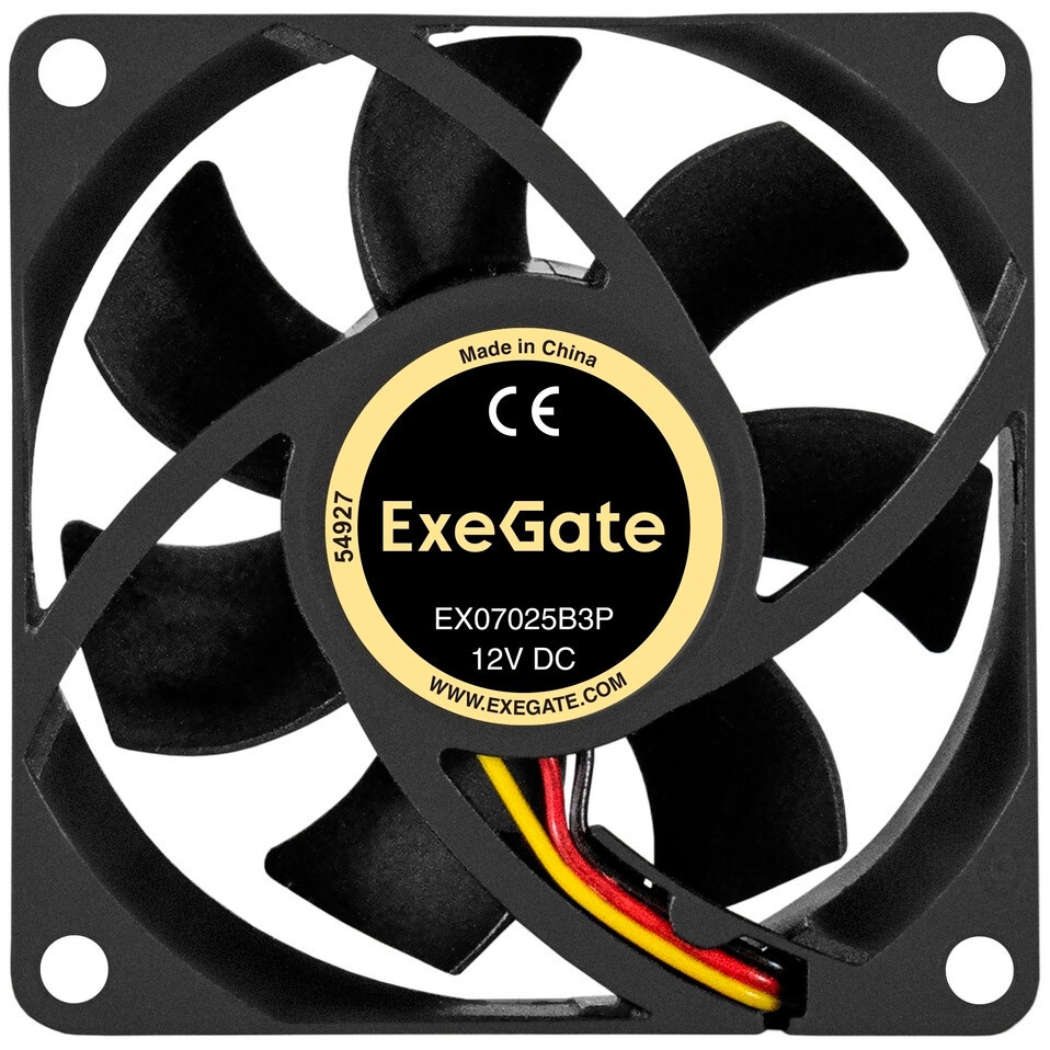 Вентилятор для корпуса ExeGate ExtraPower EP07025S3P черный, 70 мм, 4800 об/мин, 46.2 дБ, 3 pin