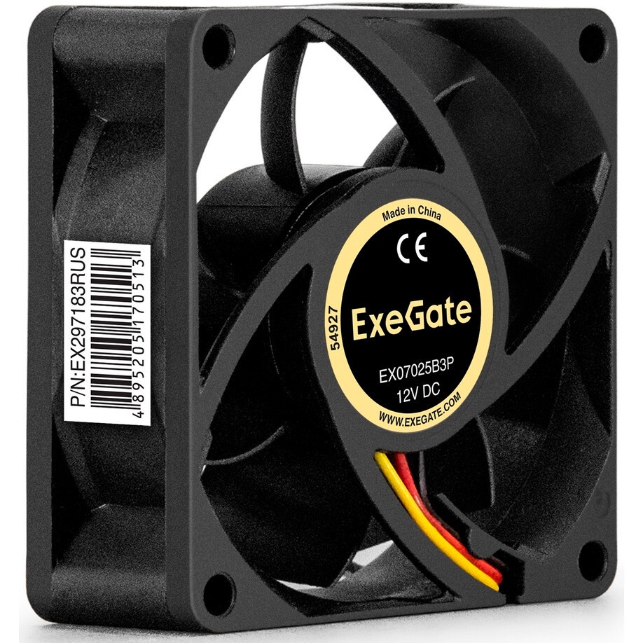 Вентилятор для корпуса ExeGate ExtraPower EP07025S3P черный, 70 мм, 4800 об/мин, 46.2 дБ, 3 pin