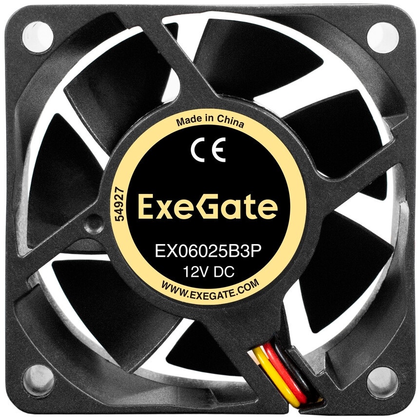 Вентилятор для корпуса ExeGate EX06025B3P черный, 60 мм, 3500 об/мин, 25 дБ, 3 pin