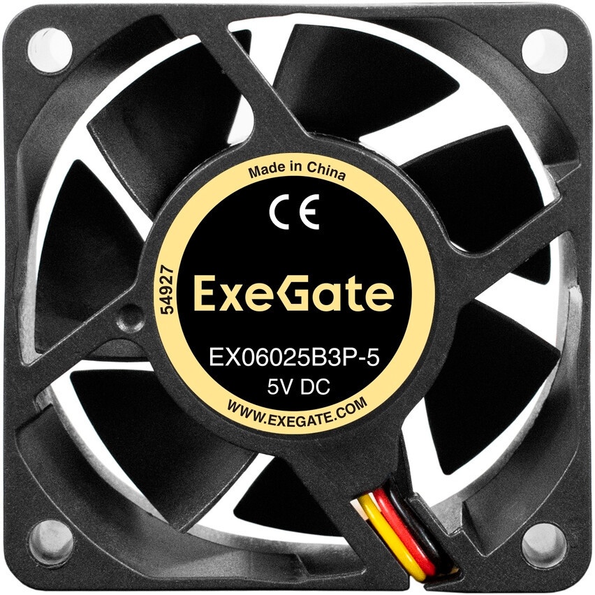 Вентилятор для корпуса ExeGate EX06025B3P черный, 60 мм, 3500 об/мин, 25 дБ, 3 pin