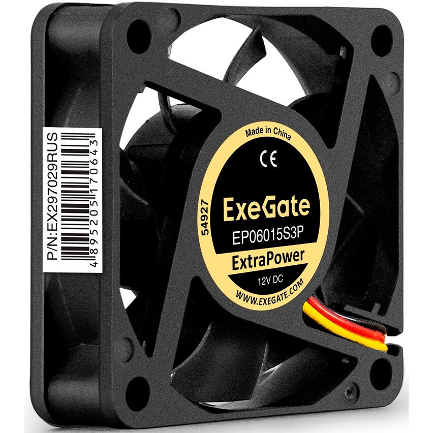 Вентилятор для корпуса ExeGate EX06025B3P черный, 60 мм, 3500 об/мин, 25 дБ, 3 pin