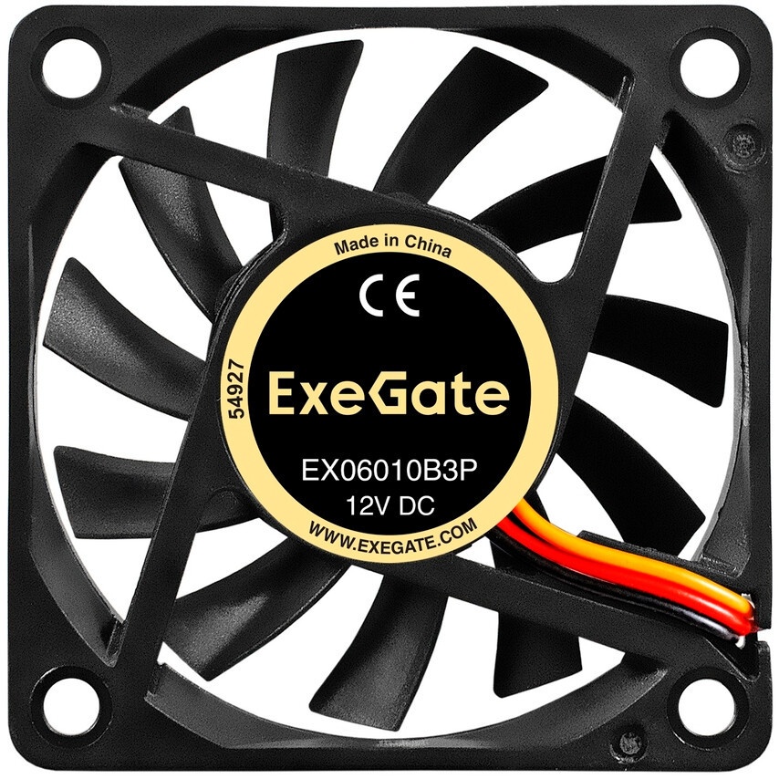 Вентилятор для корпуса ExeGate EX06025B3P черный, 60 мм, 3500 об/мин, 25 дБ, 3 pin