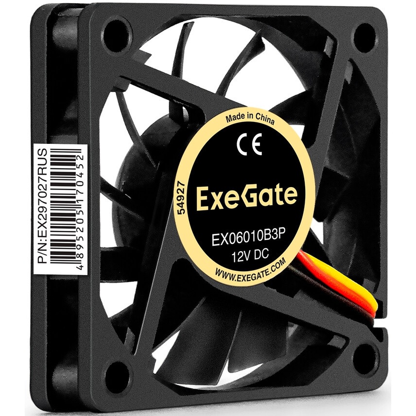 Вентилятор для корпуса ExeGate EX06025B3P черный, 60 мм, 3500 об/мин, 25 дБ, 3 pin