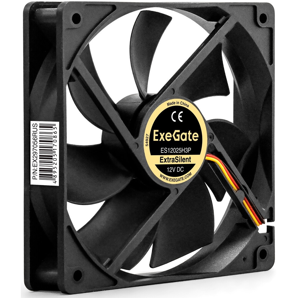 Вентилятор для корпуса ExeGate ExtraSilent ES12025H3P черный, 120 мм, 1450 об/мин, 24 дБ, 3 pin