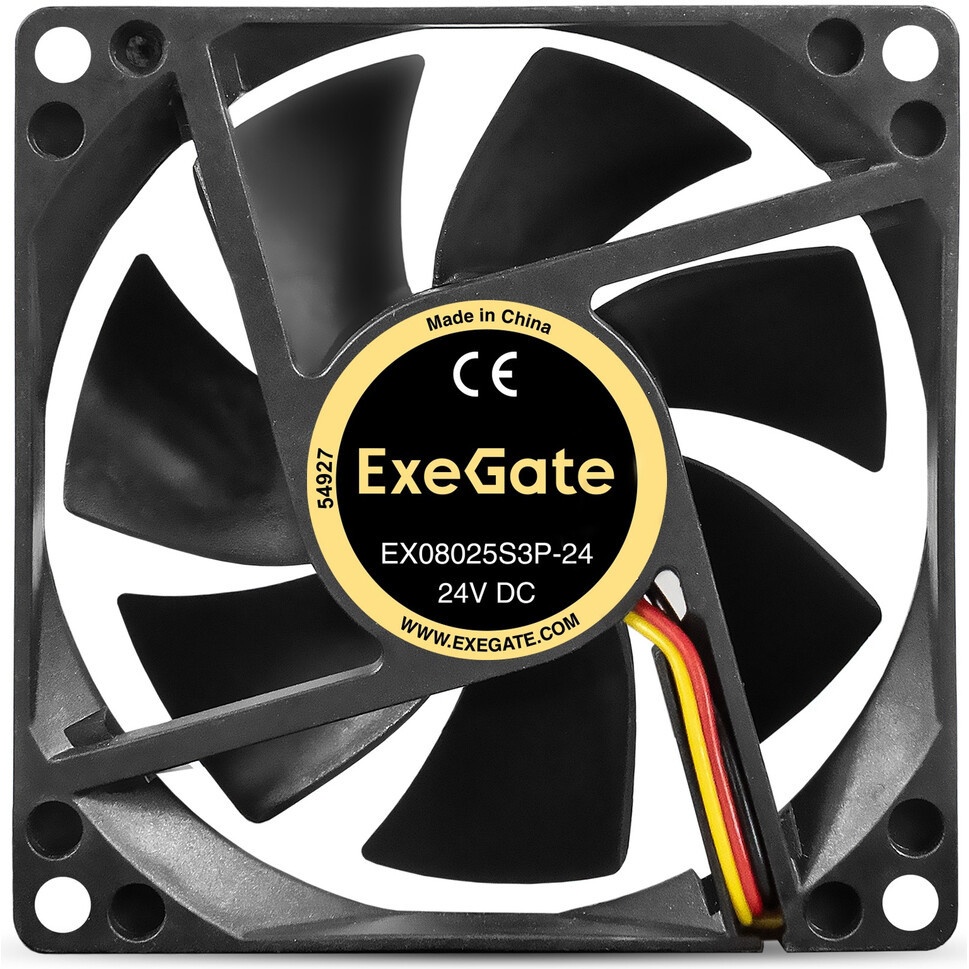 Вентилятор для корпуса ExeGate ExtraSilent ES08025S3P черный, 80 мм, 2100 об/мин, 21 дБ, 3 pin