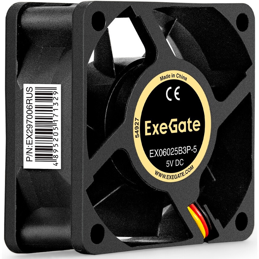 Вентилятор для корпуса ExeGate EX06015B3P черный, 60 мм, 3500 об/мин, 24 дБ, 3 pin