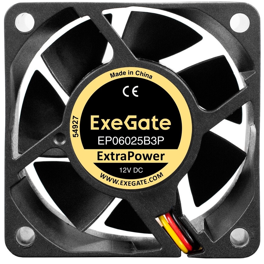 Вентилятор для корпуса ExeGate EX06015B3P черный, 60 мм, 3500 об/мин, 24 дБ, 3 pin