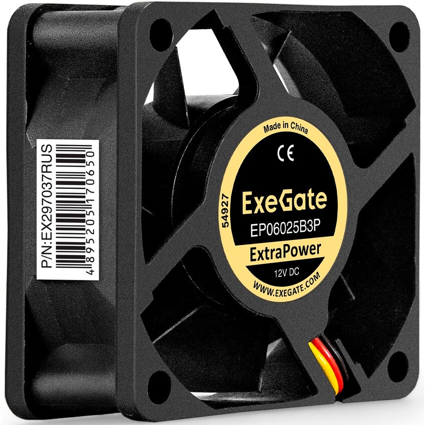 Вентилятор для корпуса ExeGate EX06015B3P черный, 60 мм, 3500 об/мин, 24 дБ, 3 pin