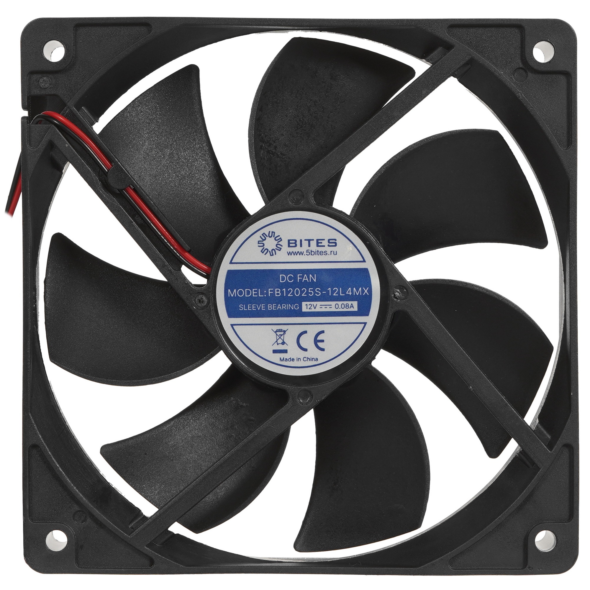Вентилятор для корпуса 5bites FB12025S-12L4MX черный, 120 x 120 мм, 1200 об/мин, 25 дБ, 4 pin
