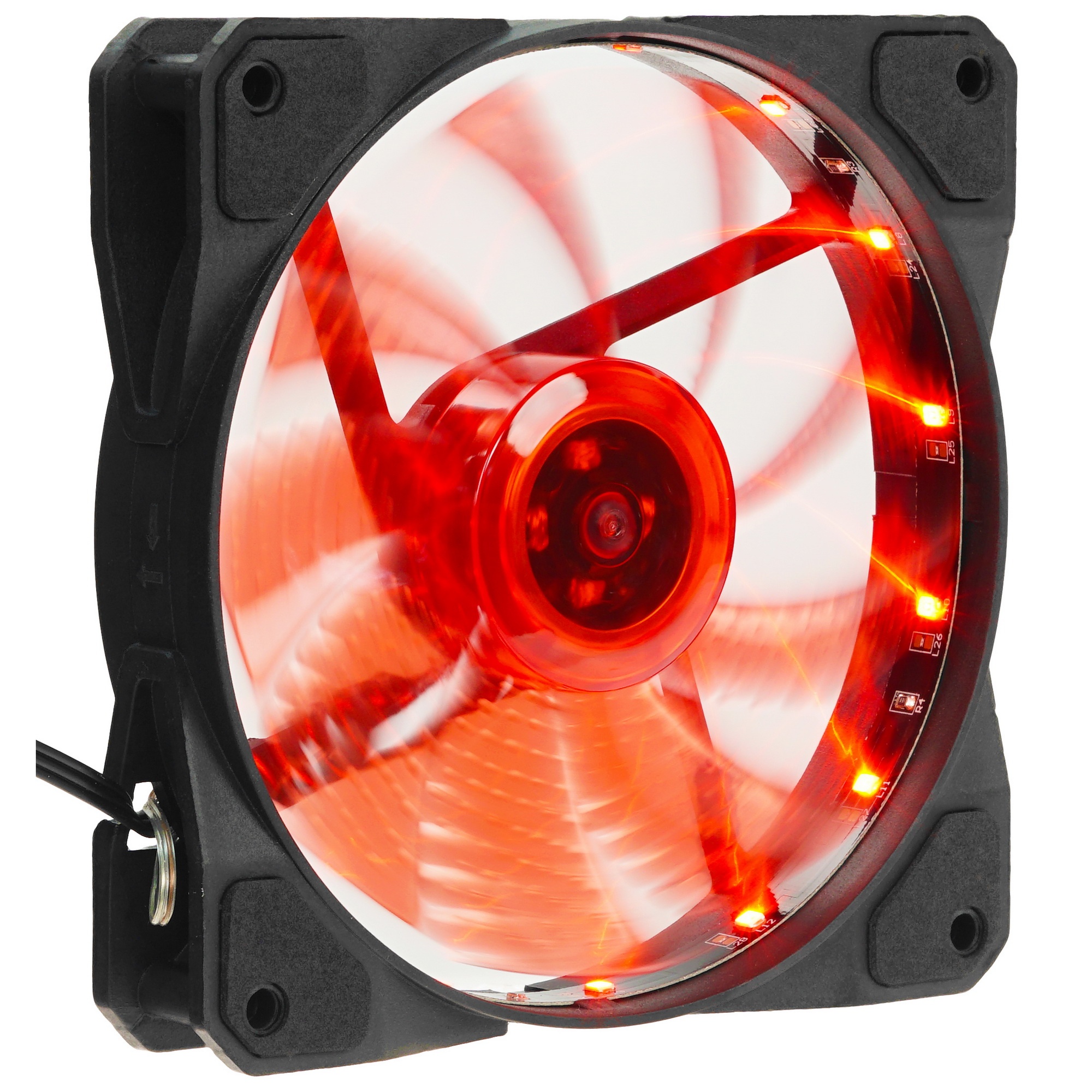 Вентилятор для корпуса Digma DFAN-LED-RED черный, 120 мм, 1200 об/мин, 23 дБ, 4 pin