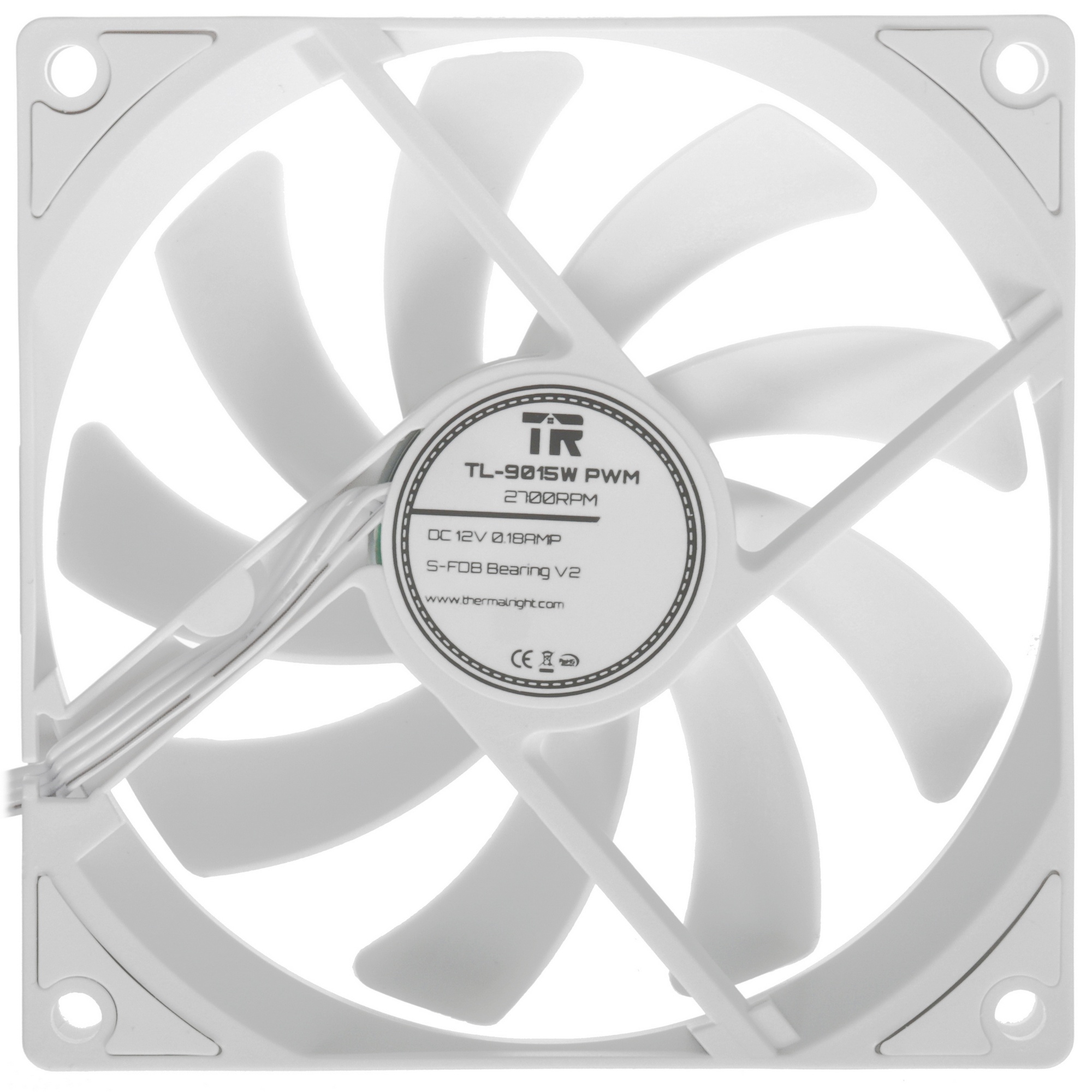 Вентилятор корпусный Thermalright TL-9015 (92x92x15mm, 4-pin PWM, 42.58CFM, 22.4dBA, 2700RPM, White)