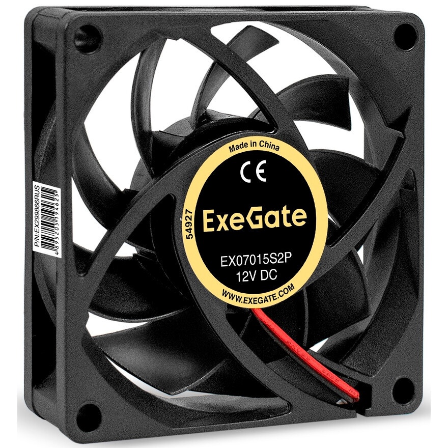 Вентилятор для корпуса ExeGate ExtraSilent ES07015S2P черный, 70 мм, 2000 об/мин, 18 дБ, 2 pin