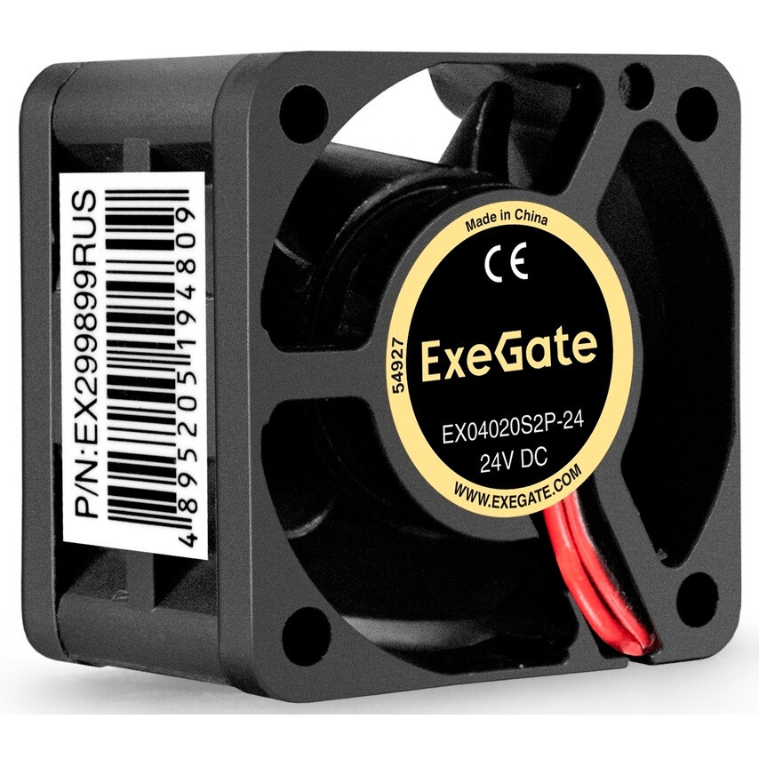 Вентилятор для корпуса ExeGate EX04010S2P черный, 40 мм, 5000 об/мин, 24 дБ, 2 pin