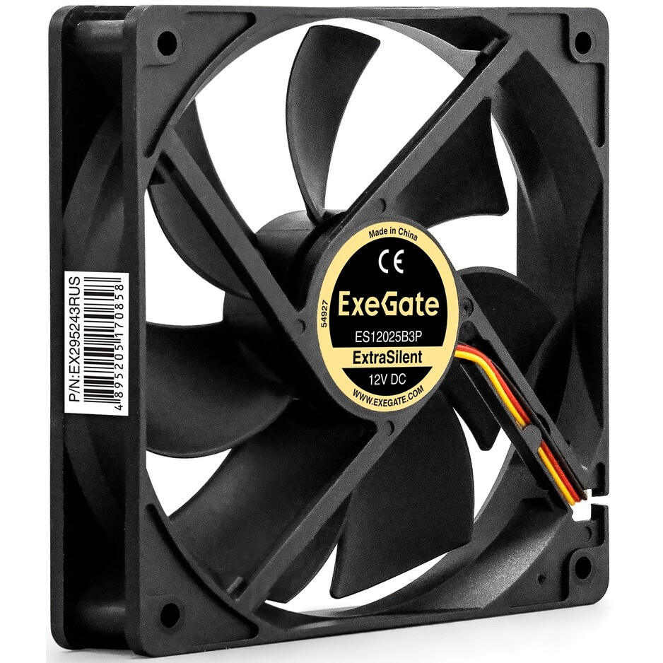 Вентилятор для корпуса ExeGate ExtraPower EP12025S3PM черный, 120 мм, 1800 об/мин, 28 дБ, 3 pin