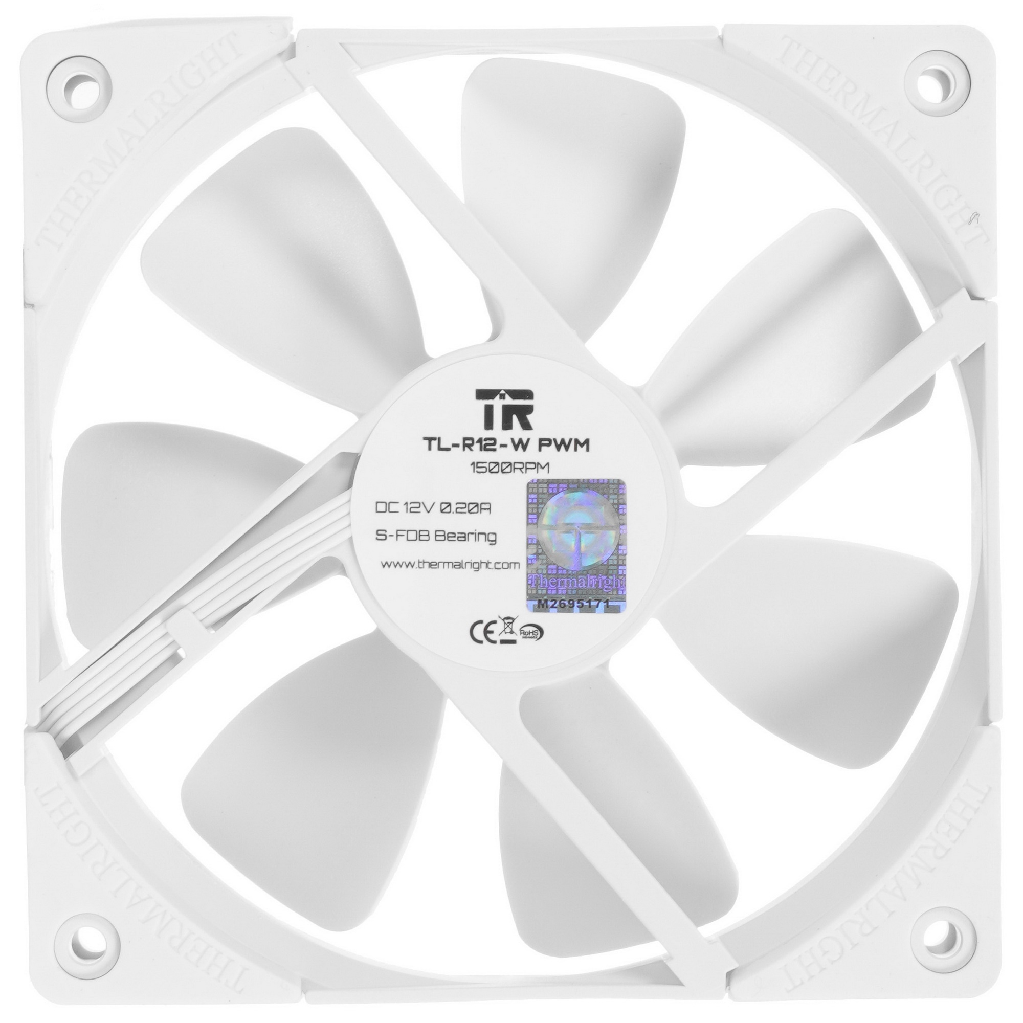 Вентилятор для корпуса Thermalright TL-R12-W белый, 120 мм, 1500 об/мин, 23 дБ, 4 pin