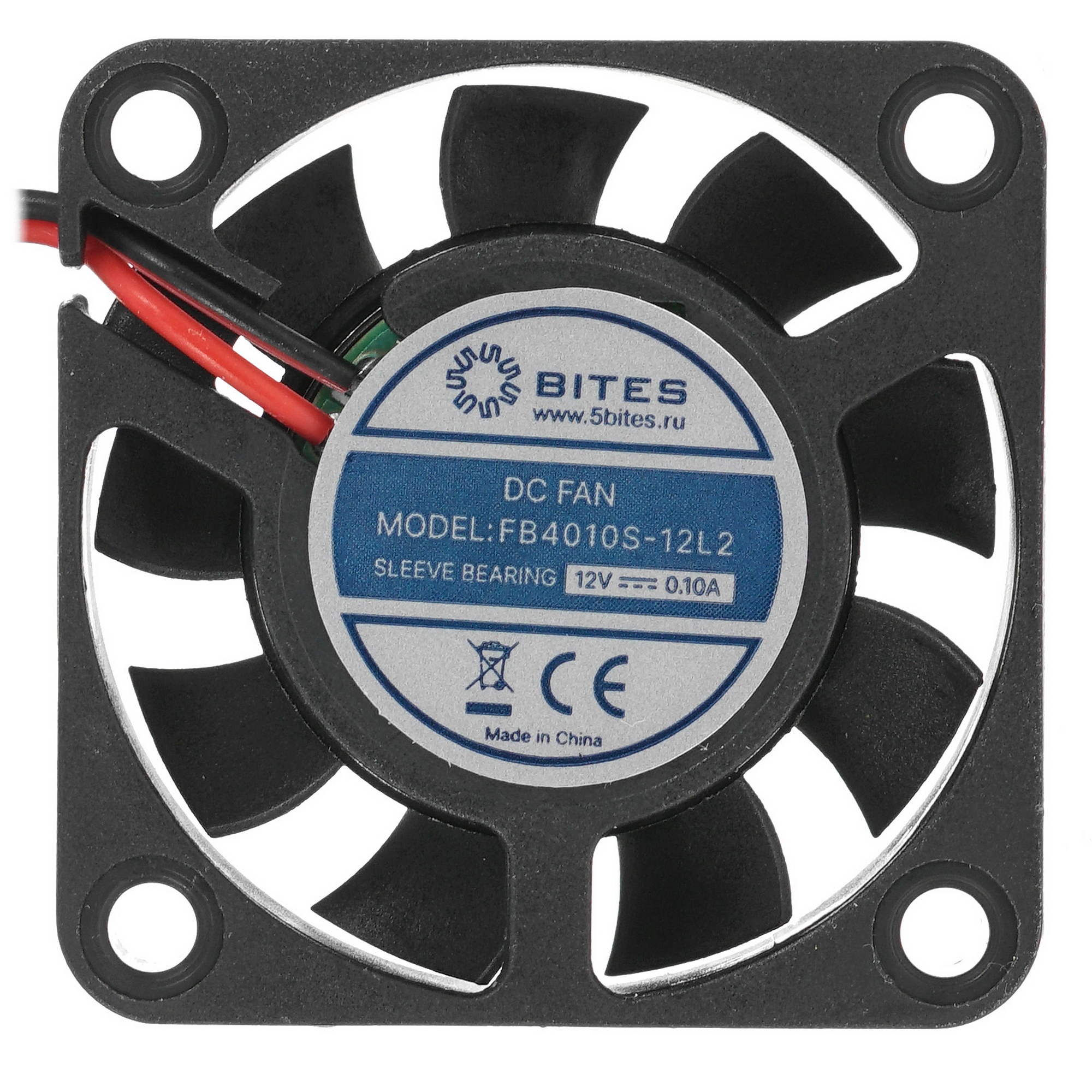 Вентилятор  для корпуса 5bites FB4010S-12L2 черный 40мм 5000rpm 22db 2-pin