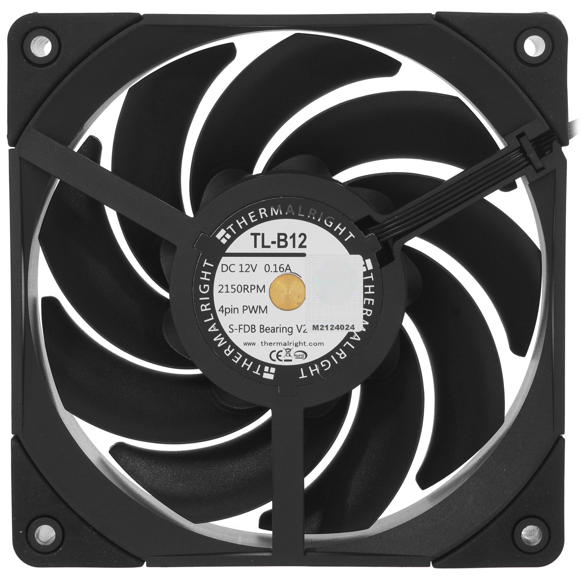 Вентилятор для корпуса Thermalright TL-B12 черный, 120 мм, 2150 об/мин, 28.1 дБ, 4 pin
