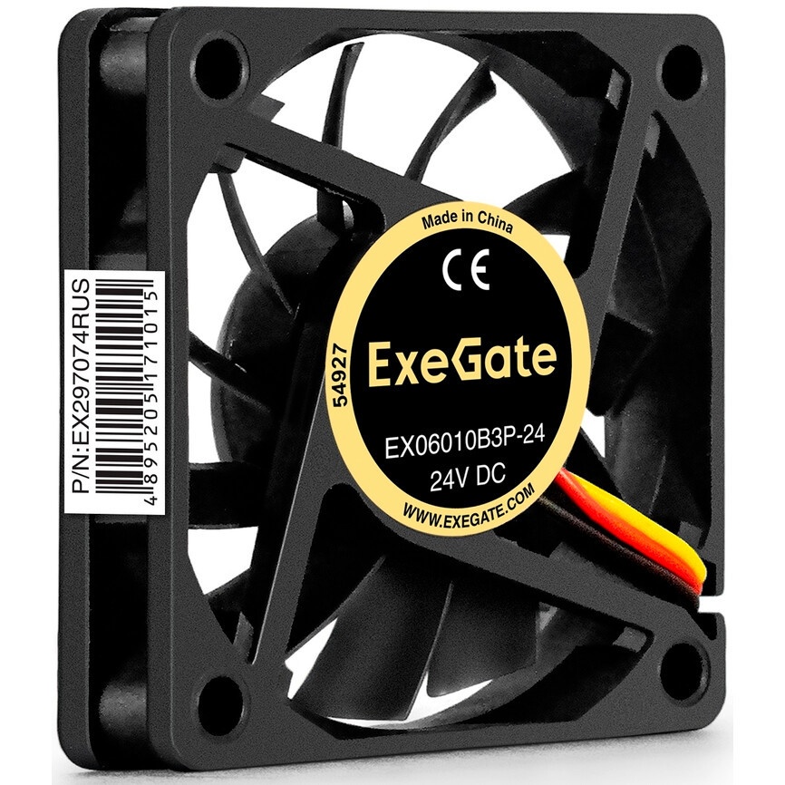 Вентилятор для корпуса ExeGate EX06010B3P черный, 60 мм, 2000 об/мин, 16 дБ, 3 pin