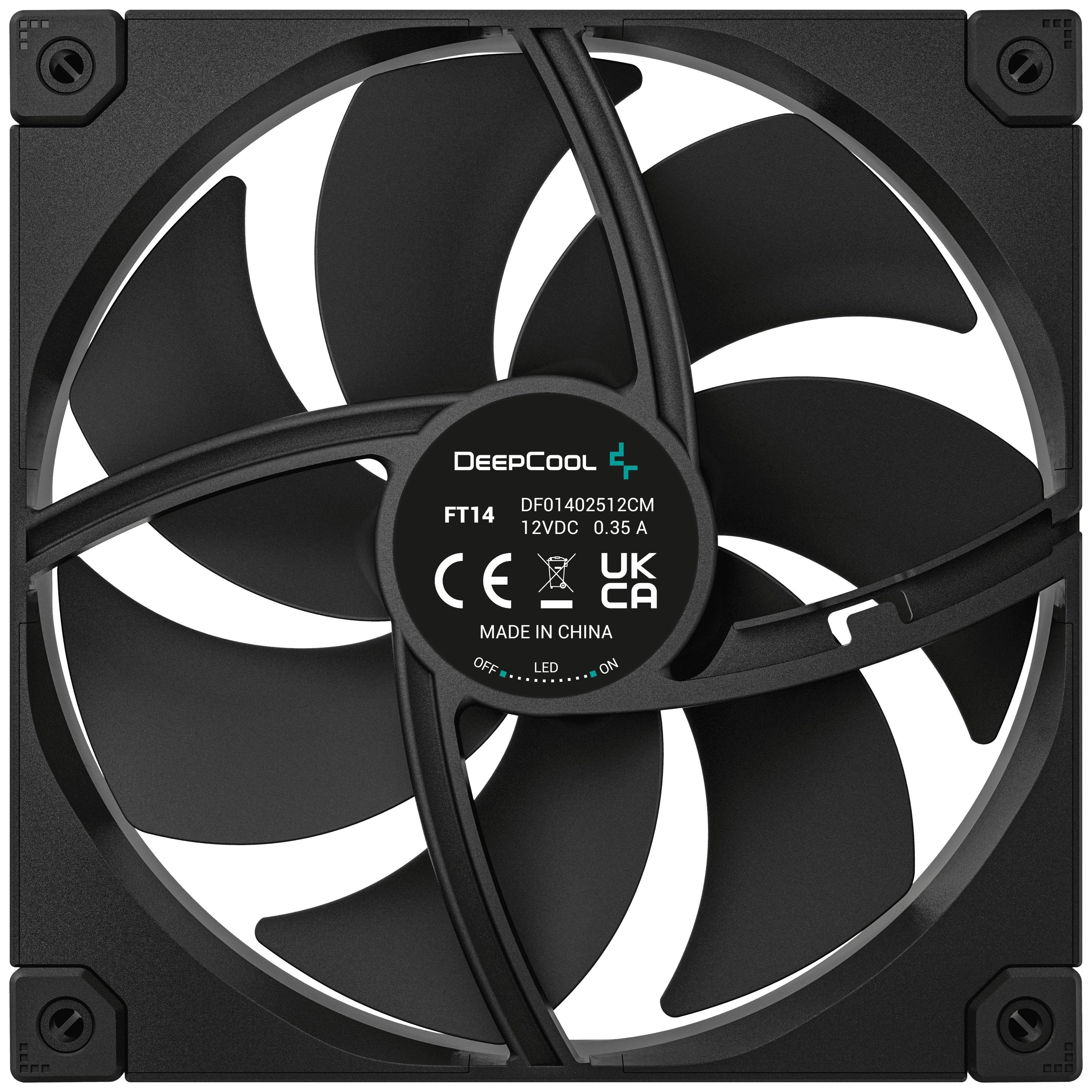 Вентилятор для корпуса DEEPCOOL FT14 черный, 140 мм, 1650 об/мин, 25.1 дБ, 4 pin