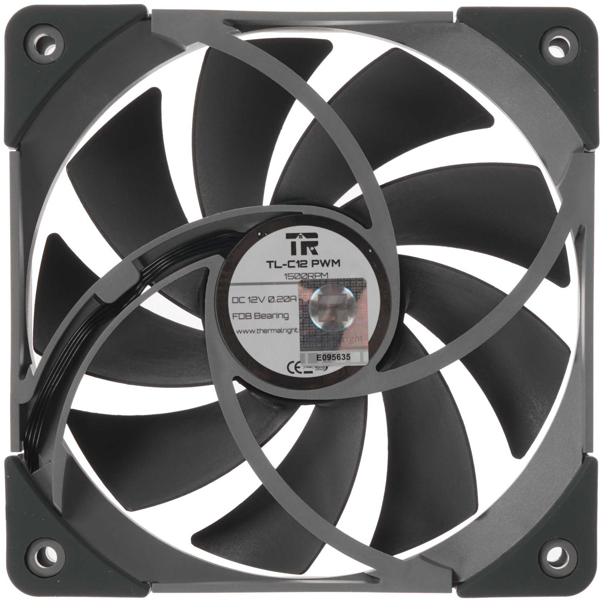 Вентилятор для корпуса Thermalright TL-C12 черный, 120 мм, 1500 об/мин, 25.6 дБ, 4 pin