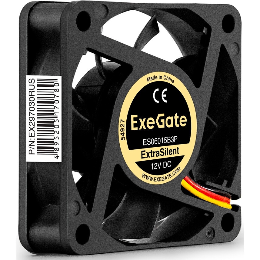 Вентилятор для корпуса ExeGate ExtraSilent ES06015B3P черный, 60 мм, 2500 об/мин, 17 дБ, 3 pin
