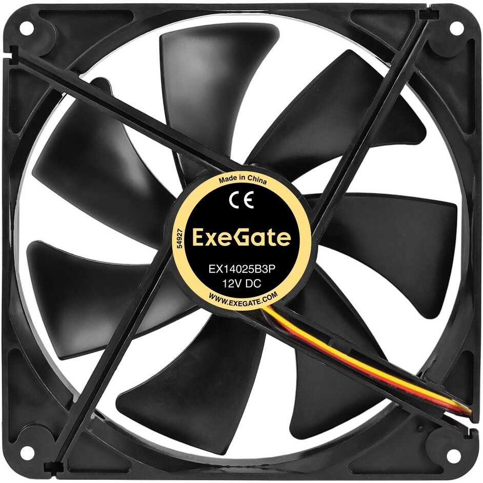 Вентилятор для корпуса ExeGate EX14025B3P черный, 140 мм, 1250 об/мин, 23 дБ, 3 pin