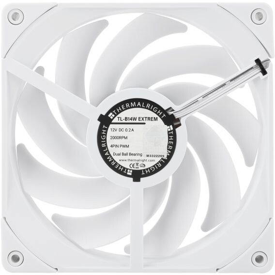 Вентилятор для корпуса Thermalright TL-B14W EXTREM белый, 140 мм, 2000 об/мин, 31.4 дБ, 4 pin