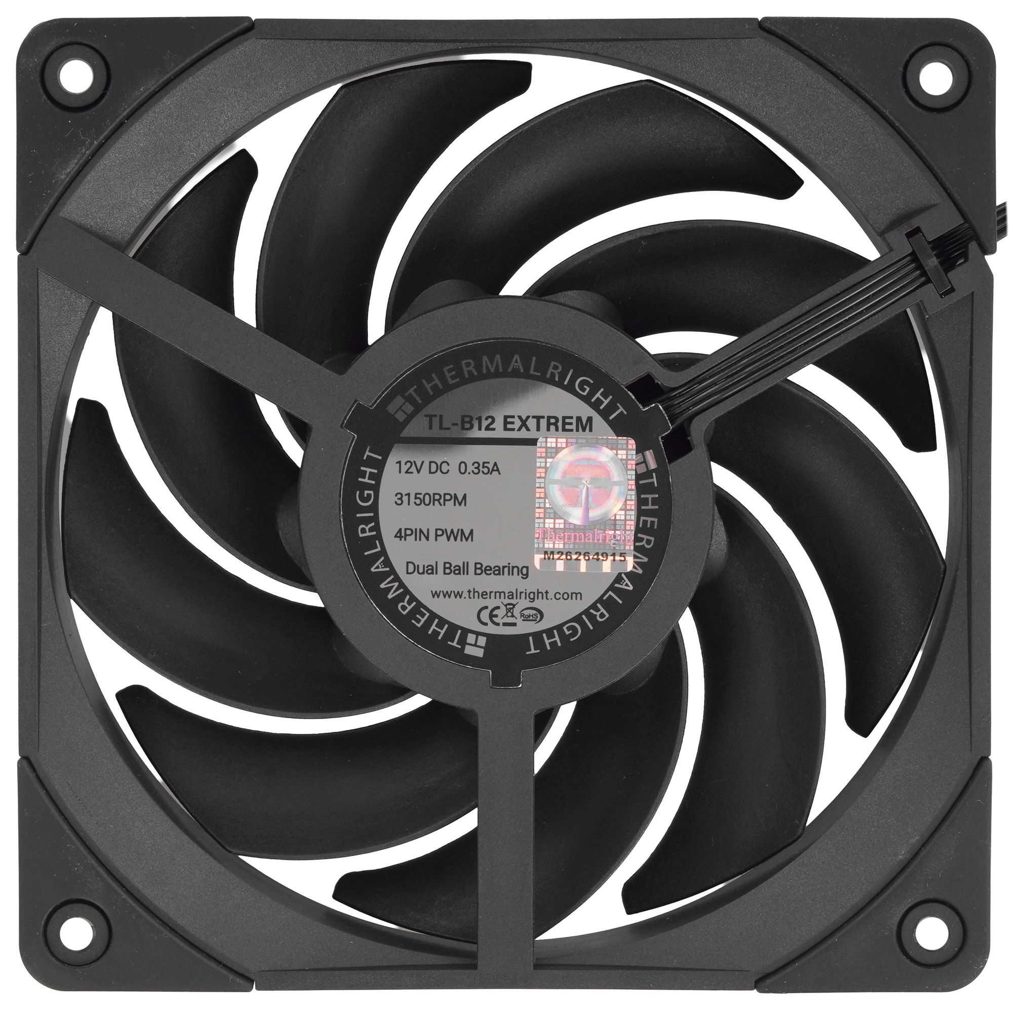Вентилятор для корпуса Thermalright TL-B12 EXTREM черный, 120 мм, 3150 об/мин, 40.5 дБ, 4 pin