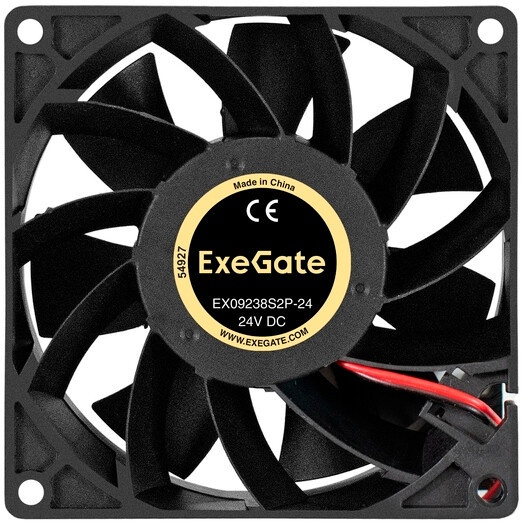 Вентилятор для корпуса ExeGate EX09225B2P черный, 92 мм, 2150 об/мин, 27 дБ, 2 pin
