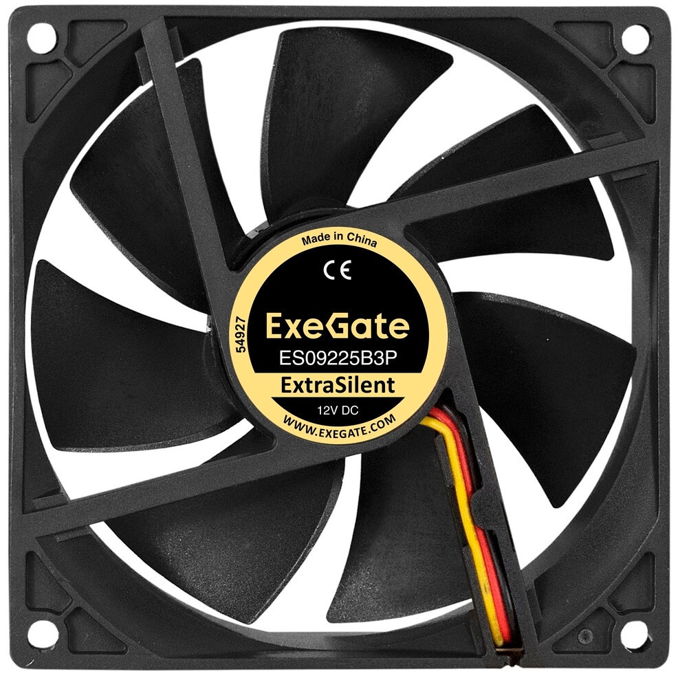 Вентилятор 12В DC ExeGate ExtraSilent ES09225S3P (92x92x25 мм, Sleeve bearing (подшипник скольжения)