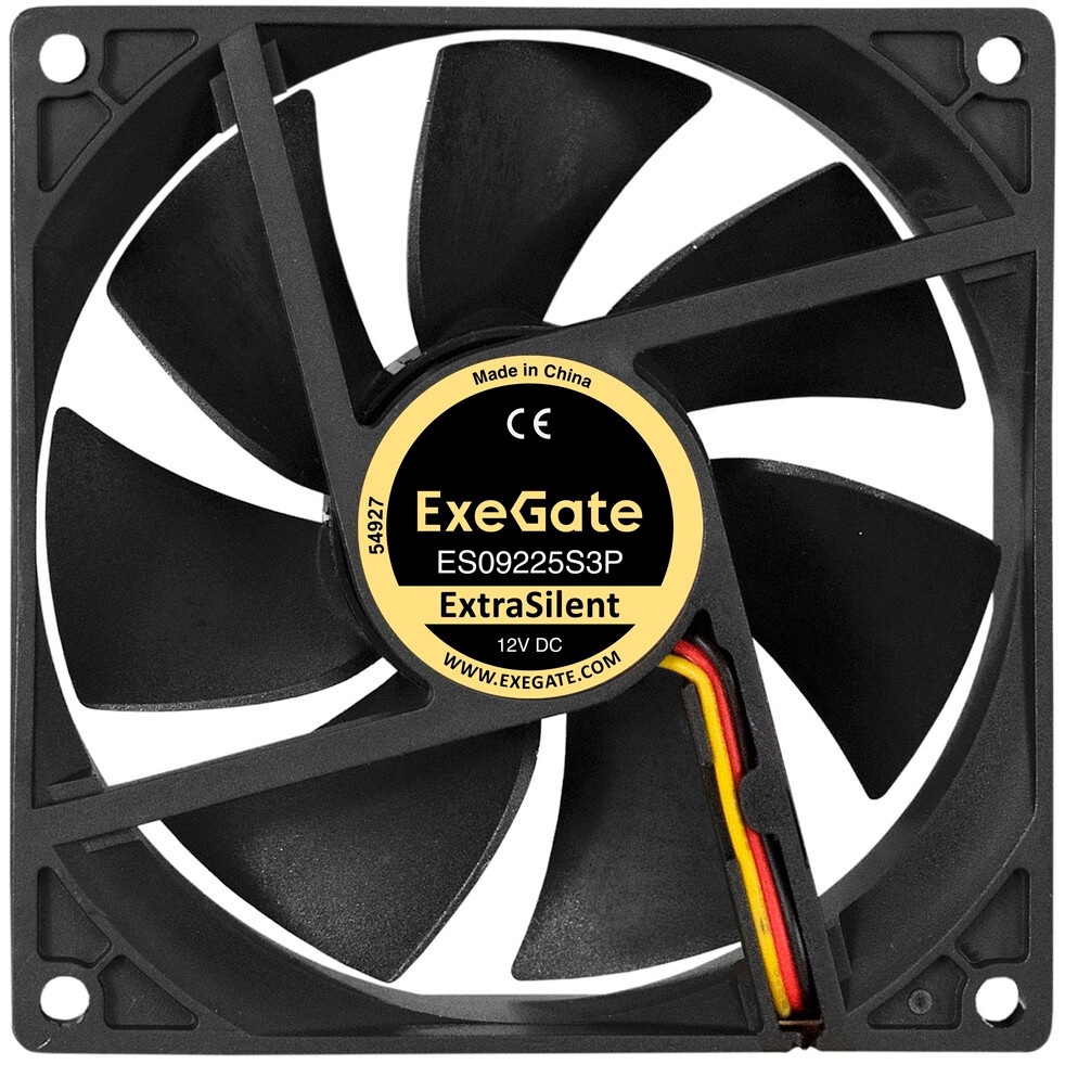 Вентилятор 12В DC ExeGate ExtraSilent ES09225S3P (92x92x25 мм, Sleeve bearing (подшипник скольжения)