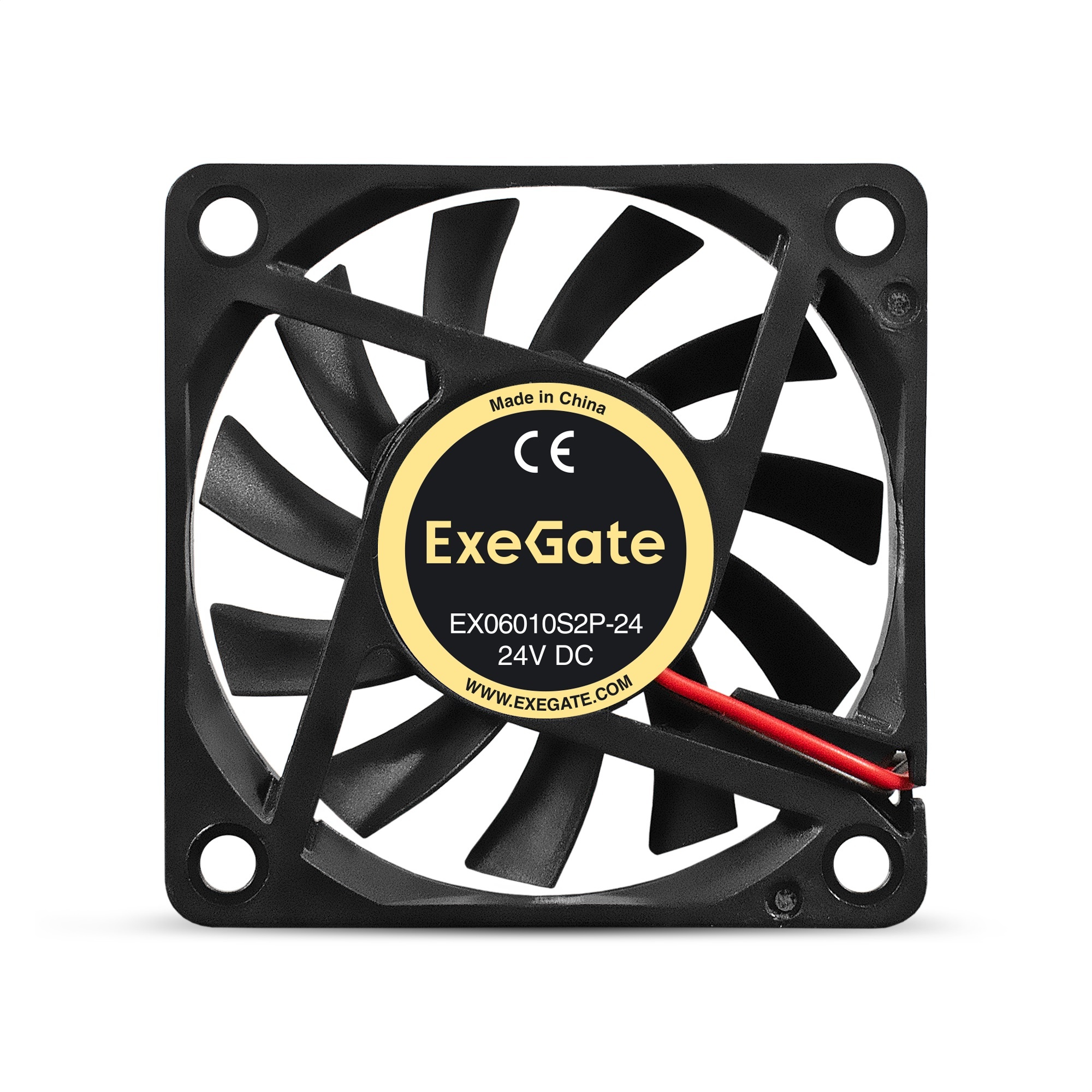 Вентилятор для корпуса ExeGate EX06010S2P-24 черный, 60 мм, 3000 об/мин, 24.1 дБ, 2 pin