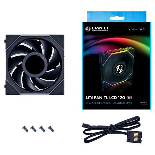 Вентилятор для корпуса Lian Li Uni Fan TL 120 LCD Reverse ARGB черный, 120 мм, 1900 об/мин, 31 дБ, 7