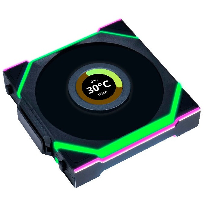 Вентилятор для корпуса Lian Li Uni Fan TL 120 LCD Reverse ARGB черный, 120 мм, 1900 об/мин, 31 дБ, 7