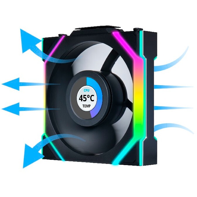 Вентилятор для корпуса Lian Li Uni Fan TL 120 LCD Reverse ARGB черный, 120 мм, 1900 об/мин, 31 дБ, 7