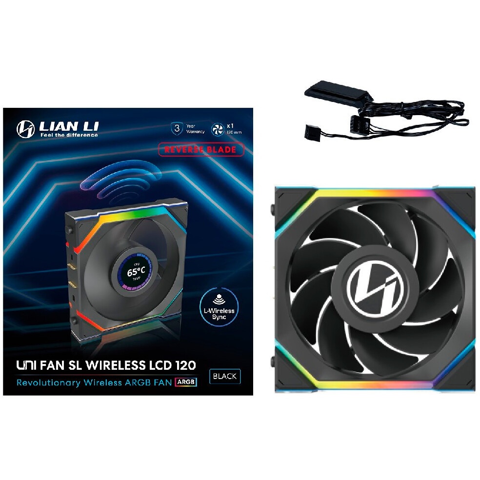 Вентилятор для корпуса Lian Li Uni Fan TL 120 LCD Reverse ARGB черный, 120 мм, 1900 об/мин, 31 дБ, 7