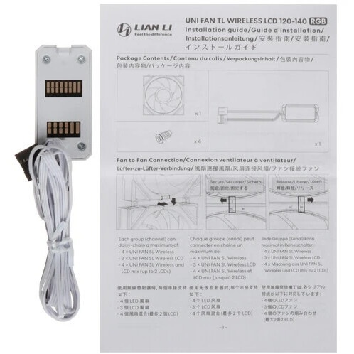 Вентилятор для корпуса Lian Li Uni Fan TL 120 LCD Reverse ARGB черный, 120 мм, 1900 об/мин, 31 дБ, 7